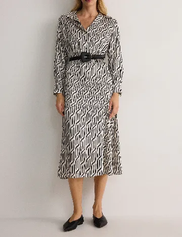 Rochie medie Reserved, alb/negru