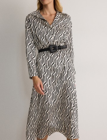 Rochie medie Reserved, alb/negru