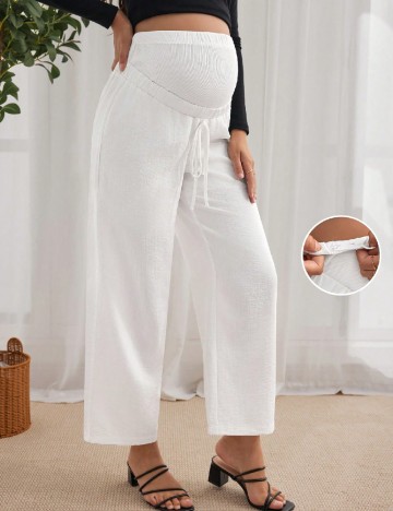 Pantaloni SHEIN Maternity, alb