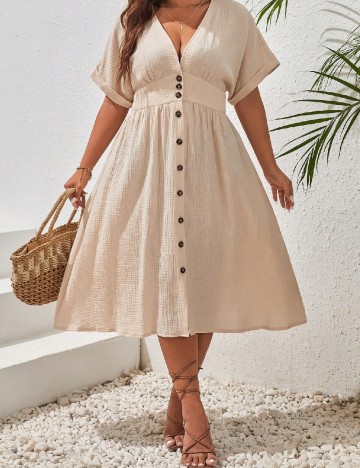 Rochie medie SHEIN CURVE, crem