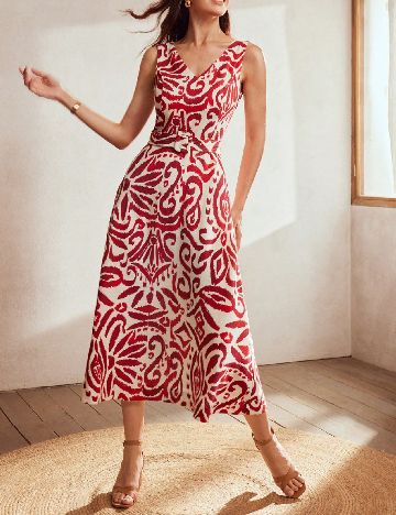 Rochie medie MOTF, rosu/alb