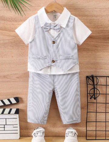 Compleu Shein Kids, alb/albastru