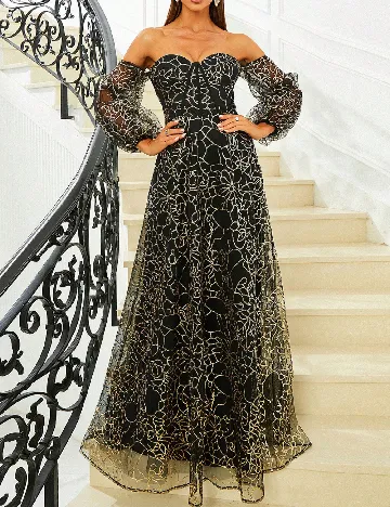 Rochie lunga Miss ord, negru