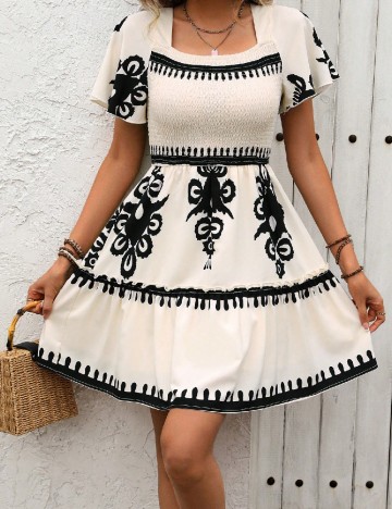 Rochie scurta SHEIN, crem