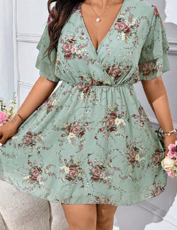 Rochie scurta SHEIN CURVE, verde