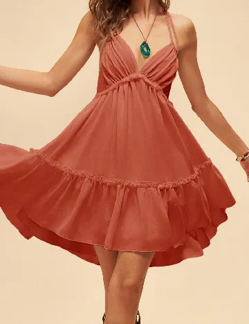 Rochie scurta SHEIN, caramiziu