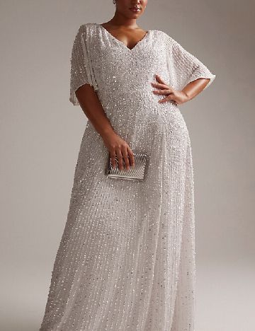 Rochie lunga ASOS Curve, alb