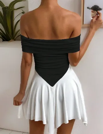 Rochie scurta SHEIN, alb/negru Negru