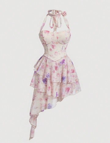 Rochie scurta SHEIN, floral print