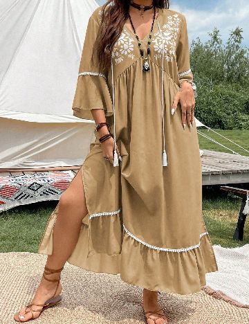 Rochie lunga SHEIN CURVE, maro