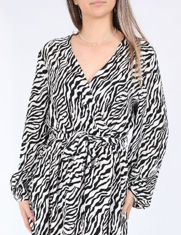 Rochie lunga Only, alb/negru