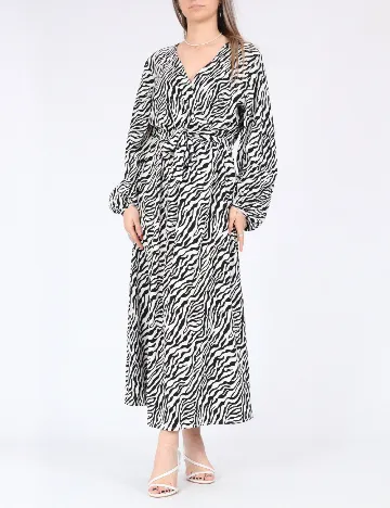 Rochie lunga Only, alb/negru