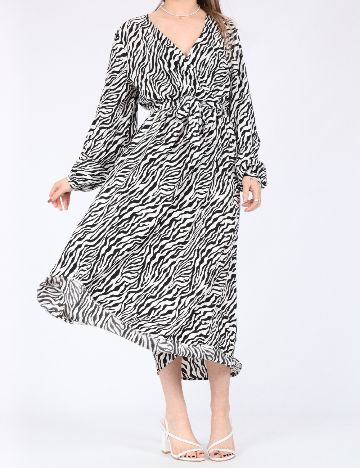 Rochie lunga Only, alb/negru