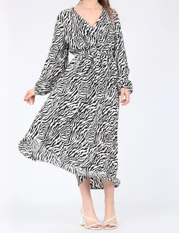 Rochie lunga Only, alb/negru