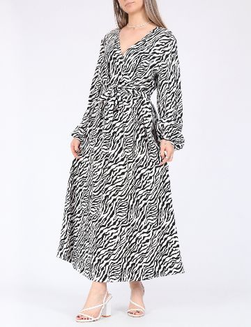 Rochie lunga Only, alb/negru