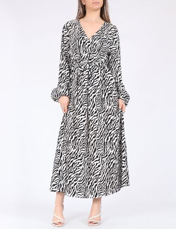 Rochie lunga Only, alb/negru