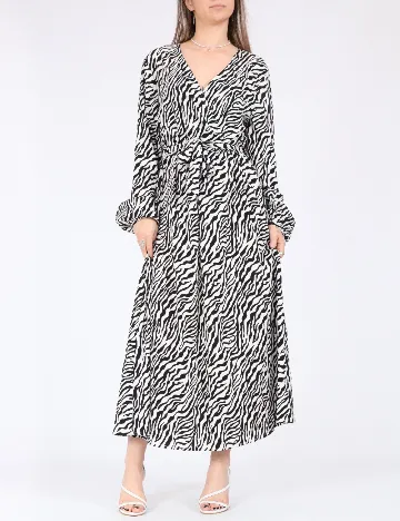 Rochie lunga Only, alb/negru