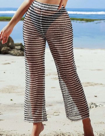 Pantaloni de plaja SHEIN, alb/negru