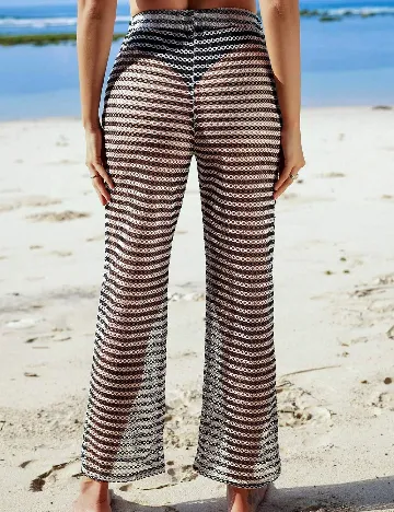 Pantaloni de plaja SHEIN, alb/negru Negru