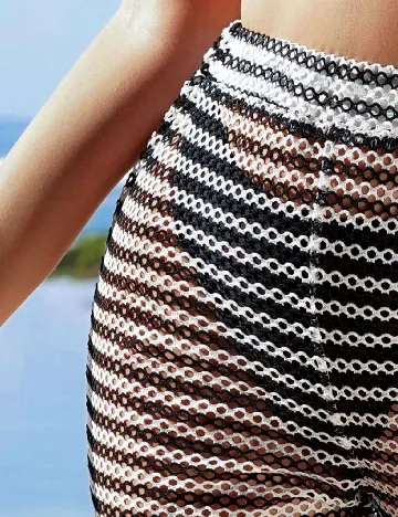 Pantaloni de plaja SHEIN, alb/negru Negru