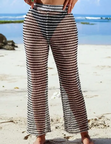 Pantaloni de plaja SHEIN, alb/negru Negru