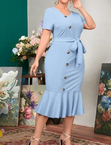 Rochie medie SHEIN CURVE, albastru