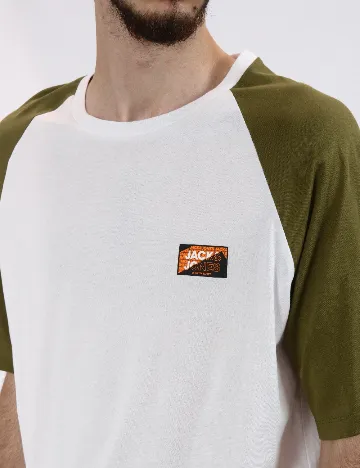 Tricou Jack&Jones, alb/verde Alb