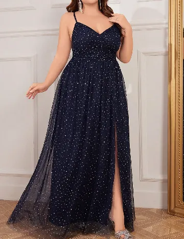 Rochie lunga UNITHORSE Plus Size, bleumarin