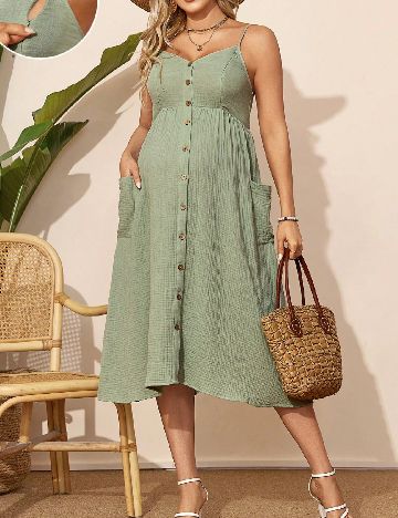 Rochie medie SHEIN Maternity, verde