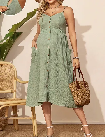 Rochie medie SHEIN Maternity, verde