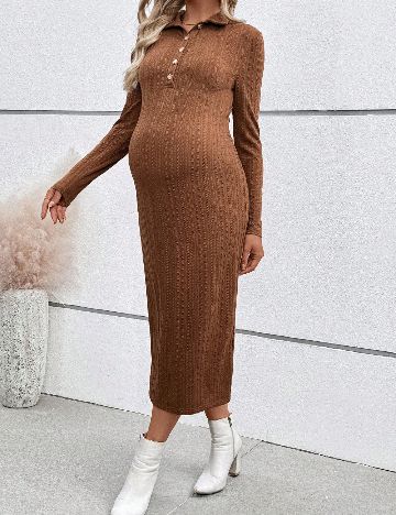 Rochie medie SHEIN Maternity, maro