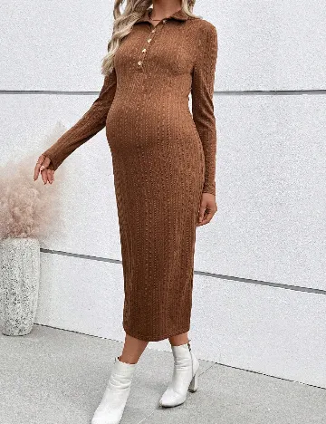 Rochie medie SHEIN Maternity, maro