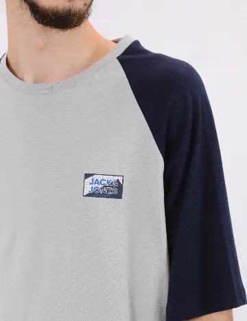 Tricou Jack&Jones, gri/bleumarin Gri
