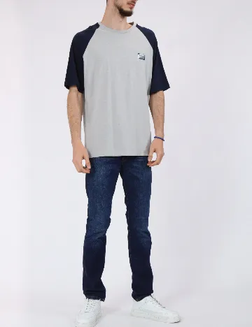 Tricou Jack&Jones, gri/bleumarin Gri
