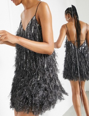 Rochie scurta ASOS, gri inchis