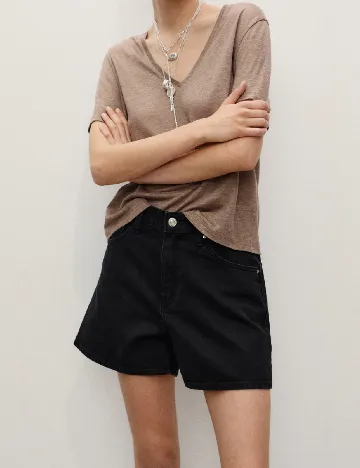 Pantaloni scurti Mango, negru Negru
