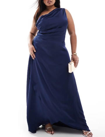 Rochie lunga TFNC London Plus Size, albastru