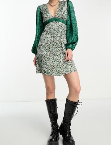 Rochie scurta Violet Romance, verde