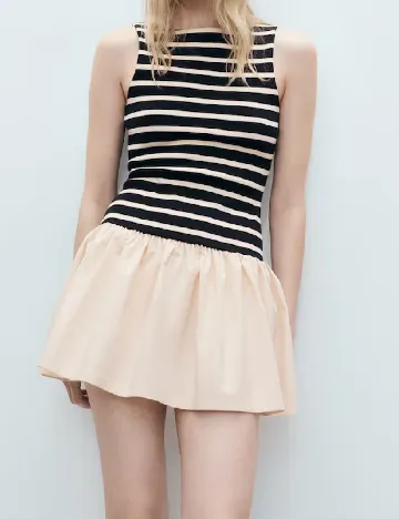 Rochie scurta Mango, crem/negru