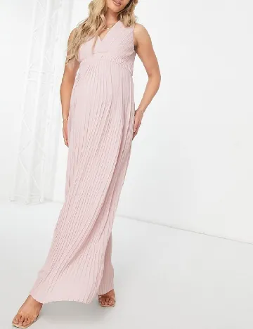 Rochie lunga TFNC London Maternity, roz pudra