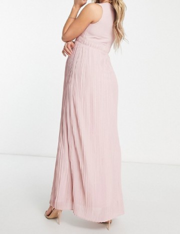 Rochie lunga TFNC London Maternity, roz pudra