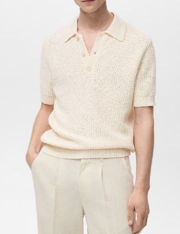 Tricou Mango, crem