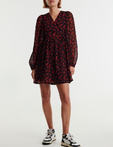 Rochie scurta Edited, negru/rosu