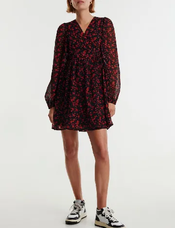 Rochie scurta Edited, negru/rosu