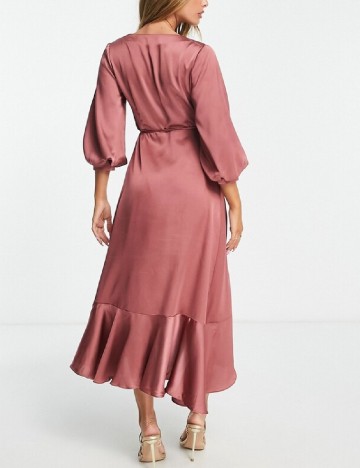 Rochie medie Liquorish, roz pudra inchis