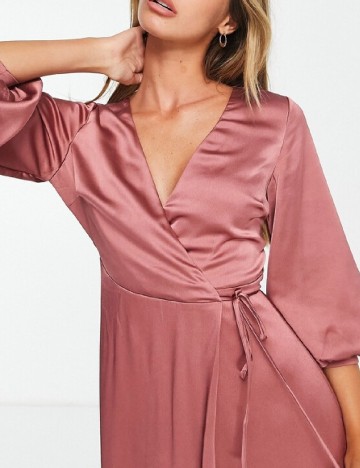 Rochie medie Liquorish, roz pudra inchis