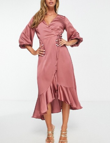 Rochie medie Liquorish, roz pudra inchis