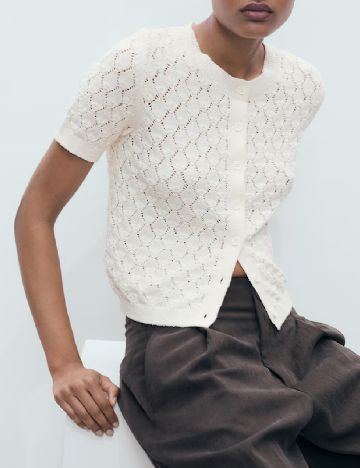 Cardigan Mango, ecru
