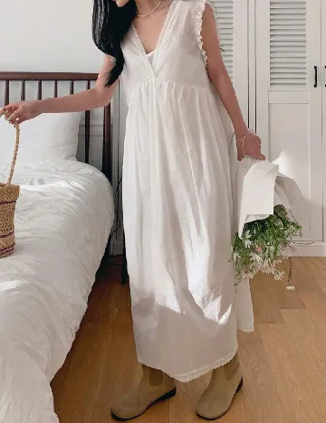 Rochie lunga Dazy, alb