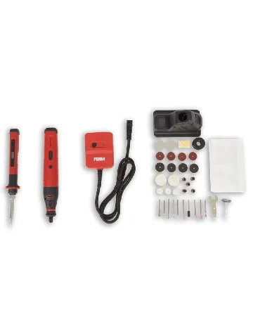 Set pistol de lipit si slefuitor FERM, rosu